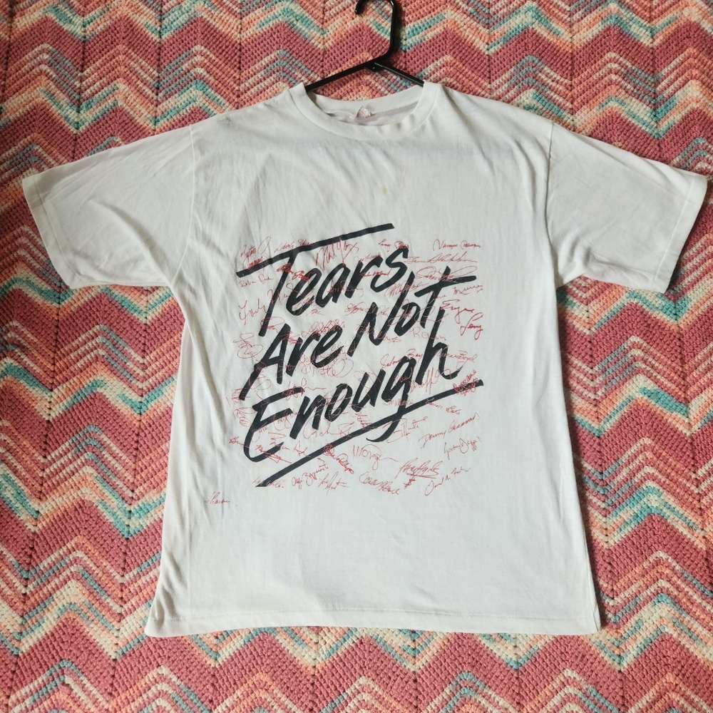 Vintage 1985 Tears Are Not Enough Promotion T-Shirt - Northern Lights - Live Aid